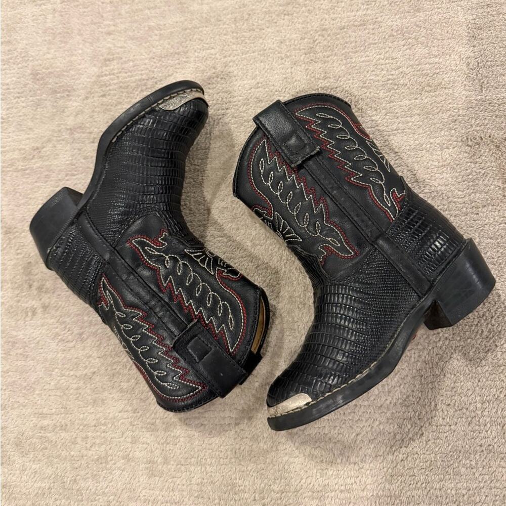 Durango Black Western Boots BT407 Youth Cowboy Boots Leather Rodeo Core Distress